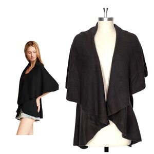 Look by M Basic Shawl Vest Dark Gray One Size Sweater Vest Minimalist Cape